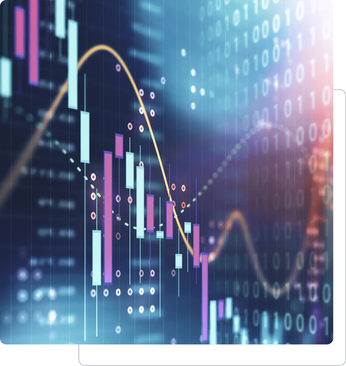 Abstract financial chart with binary code.