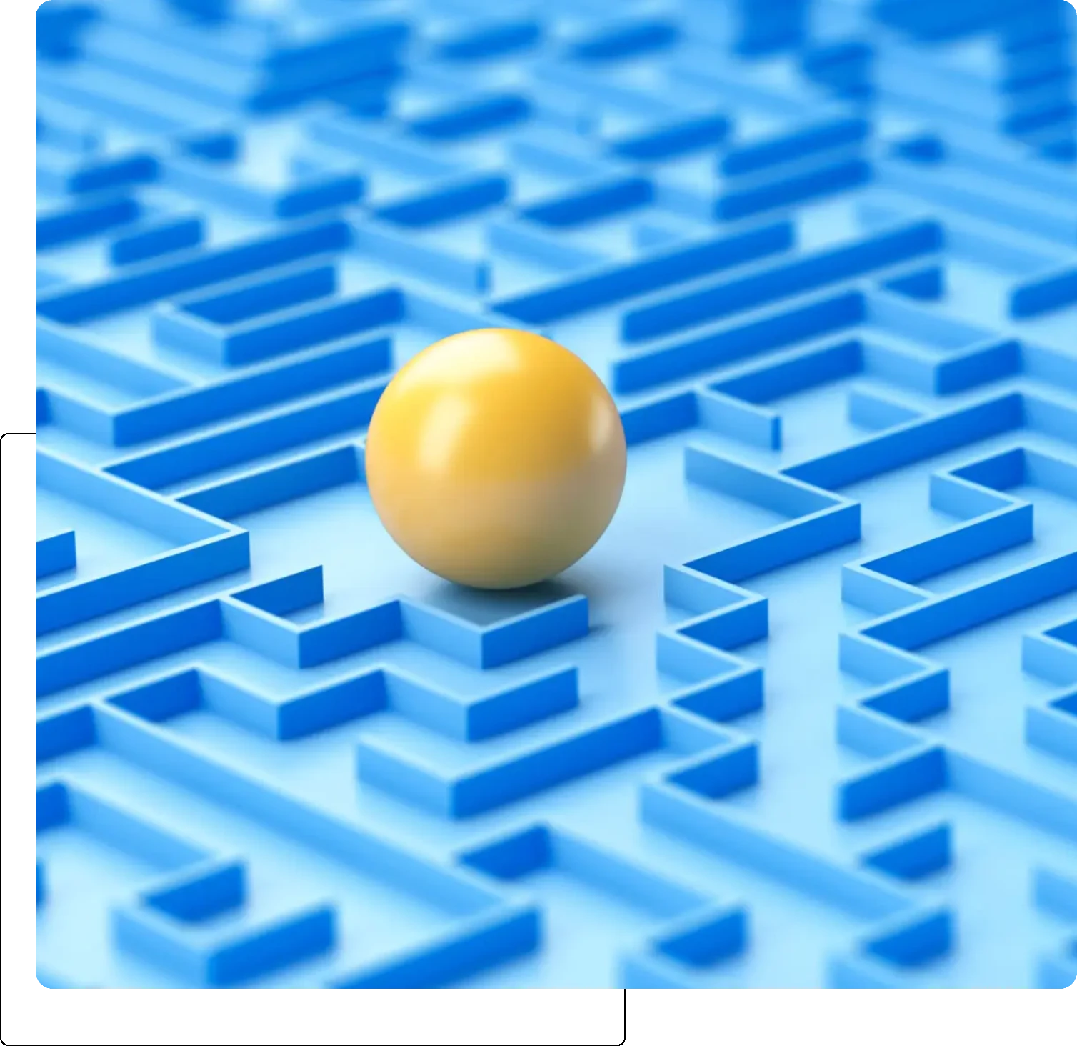 Yellow ball on a blue maze background.